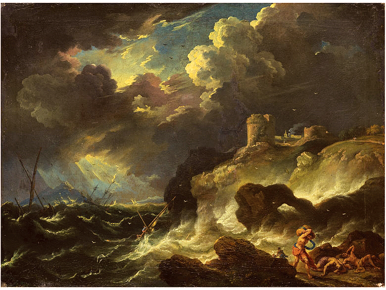 Pieter Mulier, Skaliste wybrzeże podczas burzy, strata wojenna, looted art