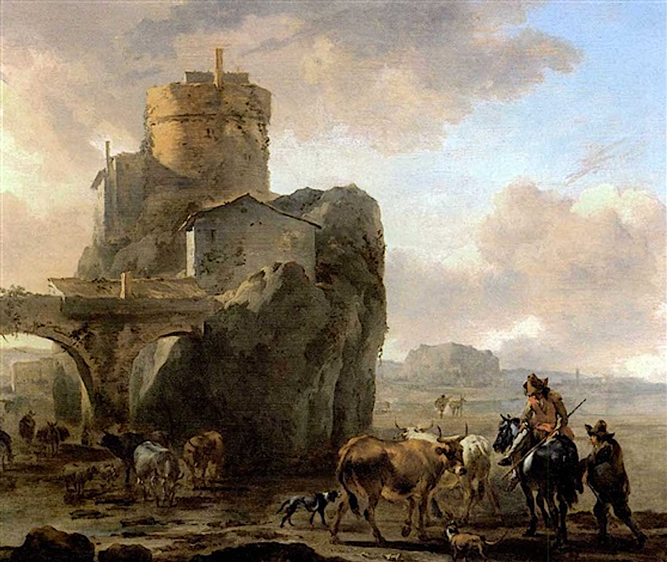 Nicolaes Pieterszoon Berchem, Krajobraz włoski, looted art